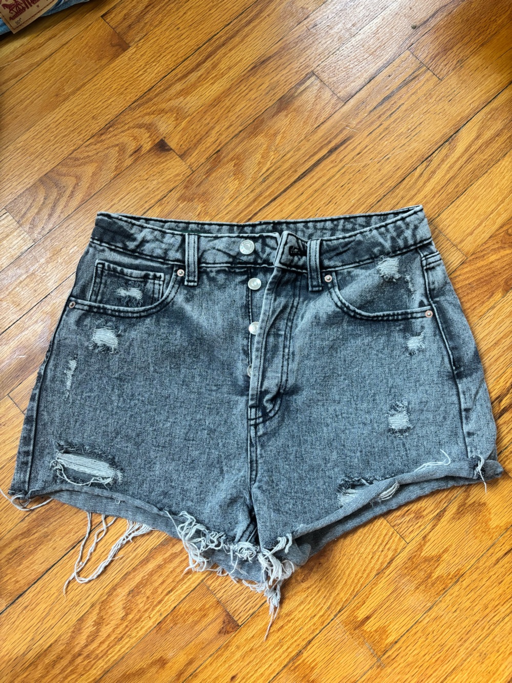 Wild Fable Distressed High-Waist Denim Shorts - Black